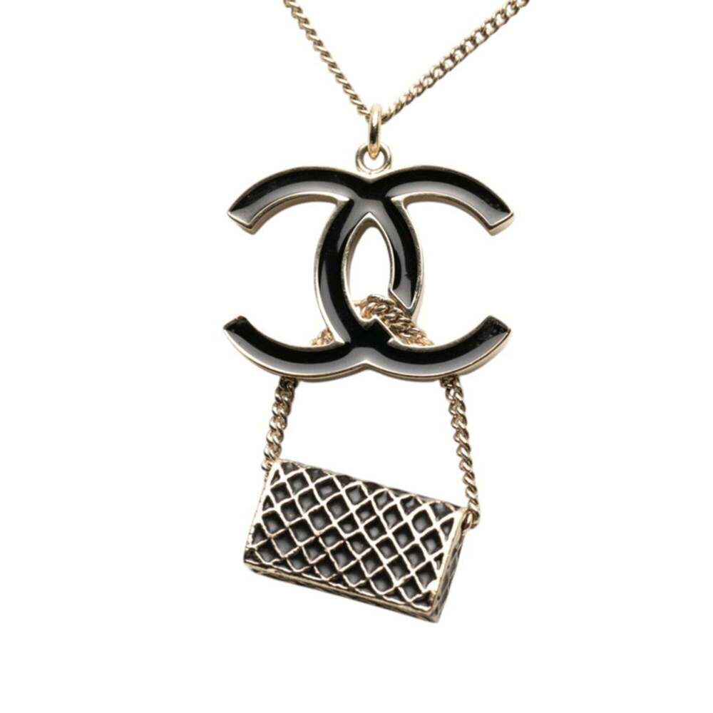 CHANEL Authentic Black Pearl Logo Necklace - Picture 2 of 6